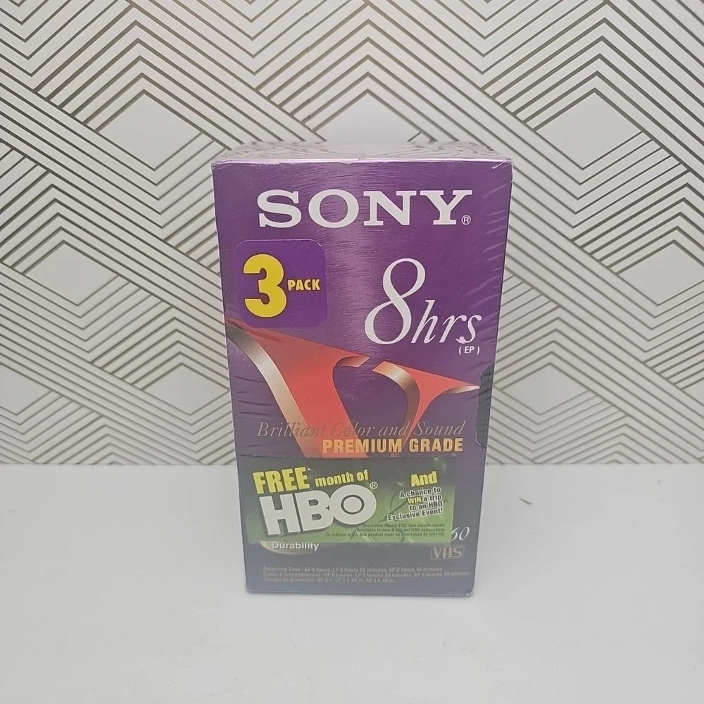 Sony T-160VF Standard Grade 8 HR VHS 327m Hi-Fi Blank Tapes Pack of 3 Sealed New